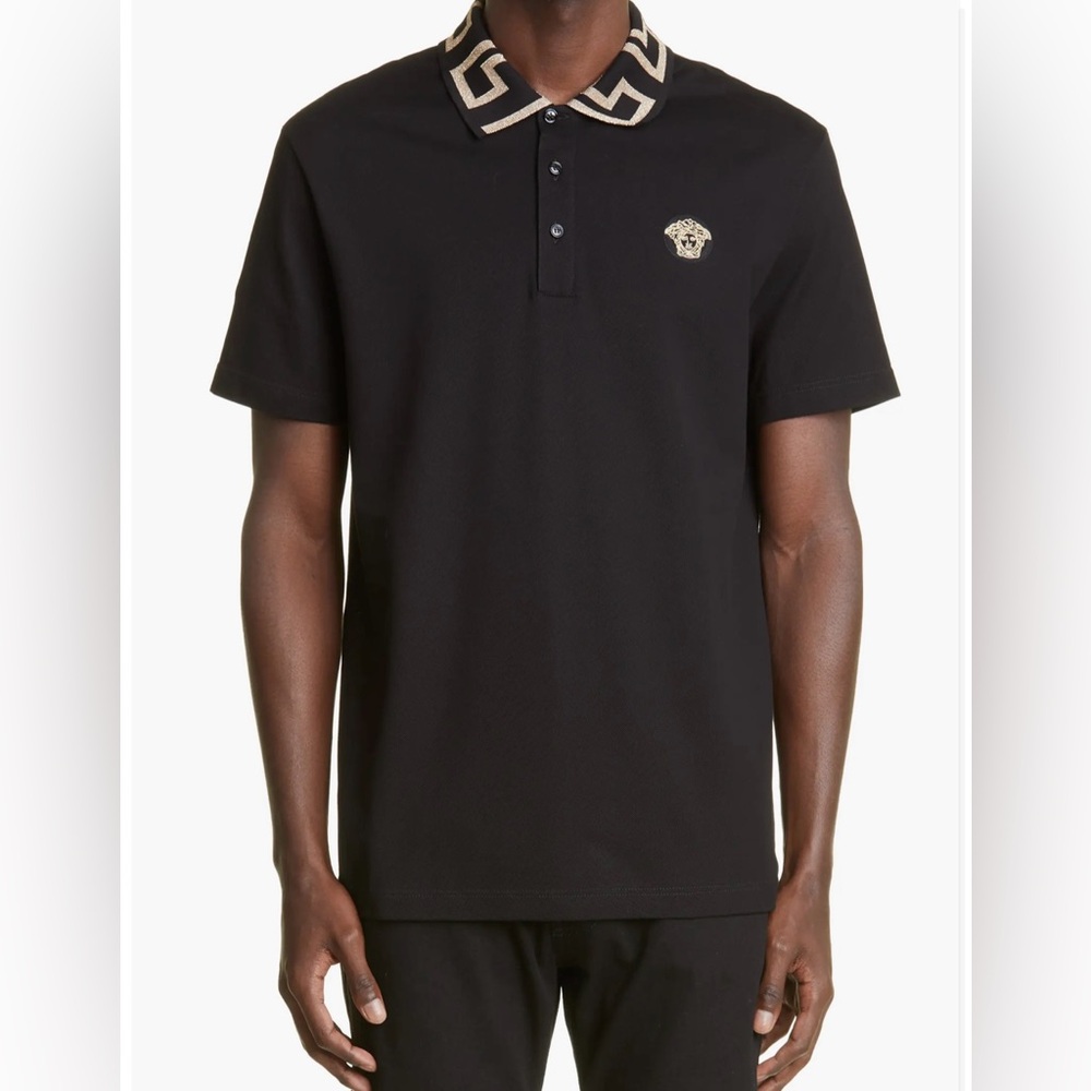 Versace Greco Collar Cotton Piqué Polo-Size 3x